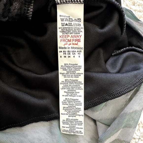 *NWT* Pretty Little Thing Green Long Sleeve Mesh Mini Side Ruched Dress US Sz 4 - Picture 11 of 11